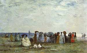 Bañistas en la playa de Trouville, Boudin, 1869